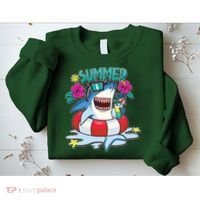 Funny Summer Vibe Vacation Shark Sweatshirt thumb 2