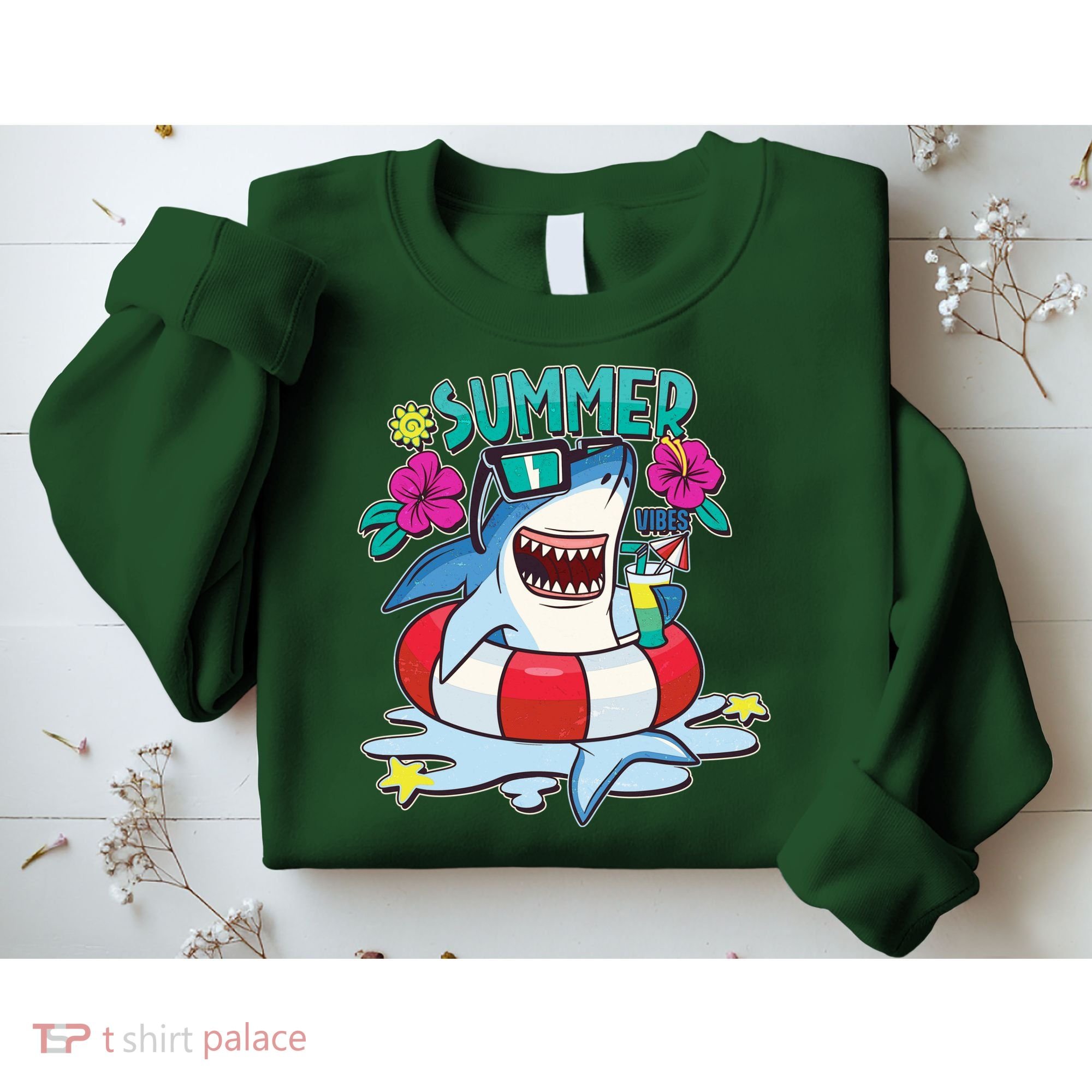 Funny Summer Vibe Vacation Shark Sweatshirt
