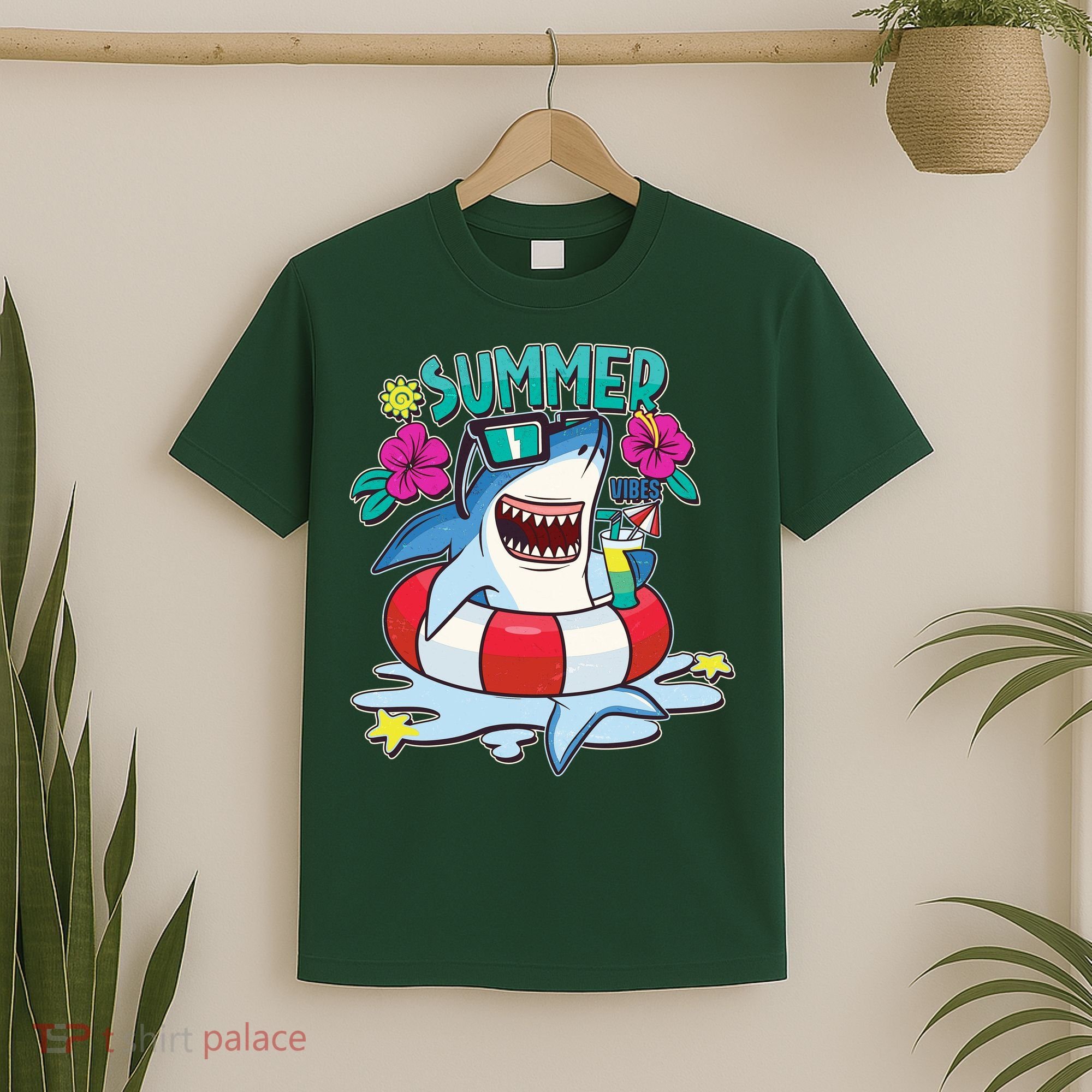Funny Summer Vibe Vacation Shark T-Shirt