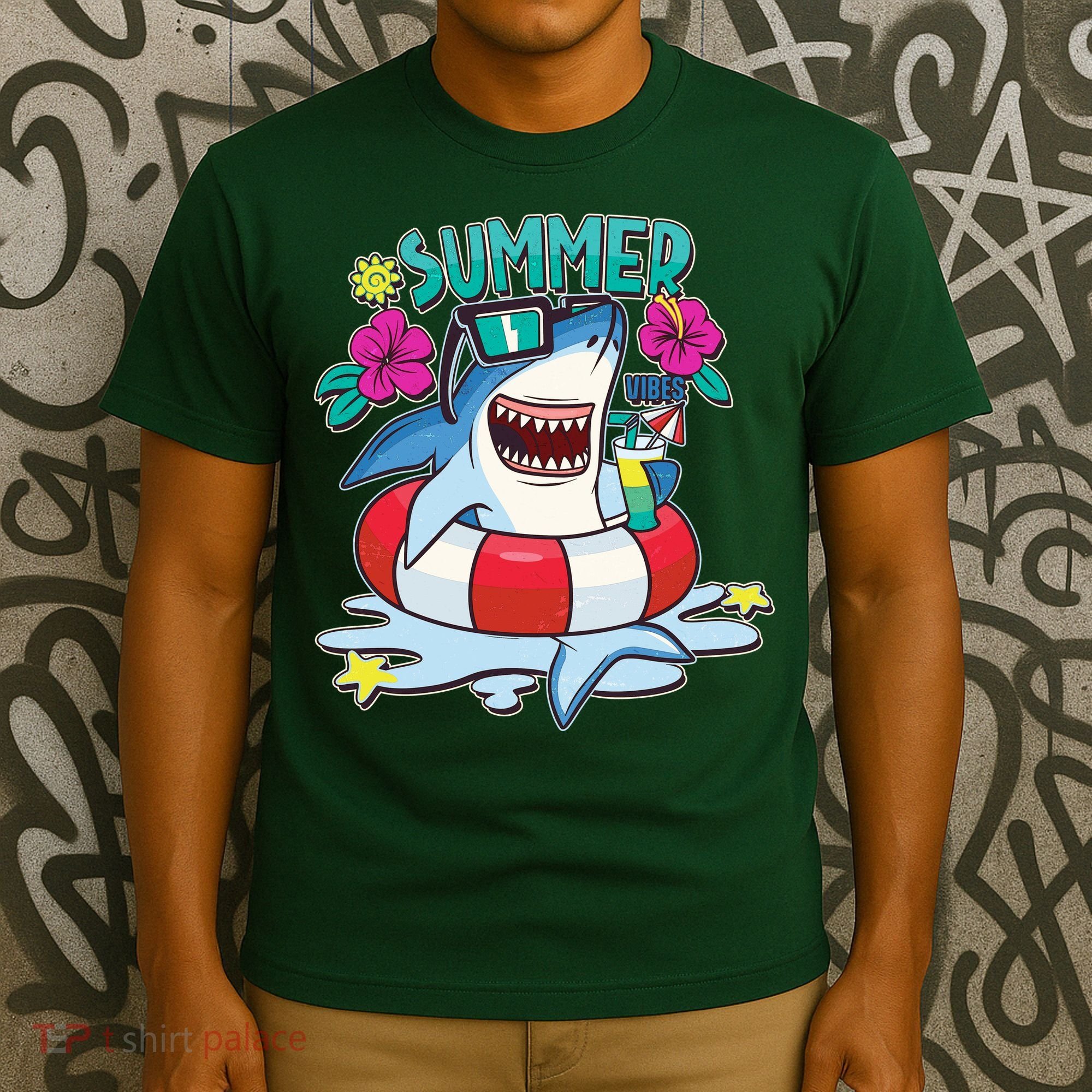 Funny Summer Vibe Vacation Shark T-Shirt