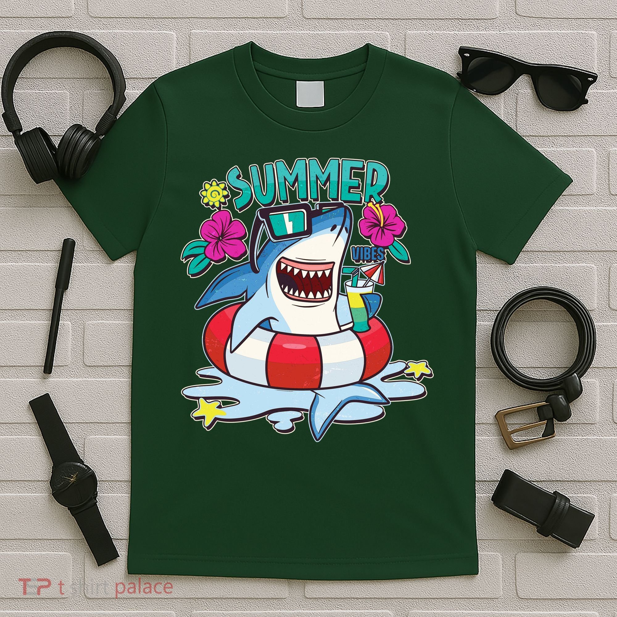 Funny Summer Vibe Vacation Shark T-Shirt