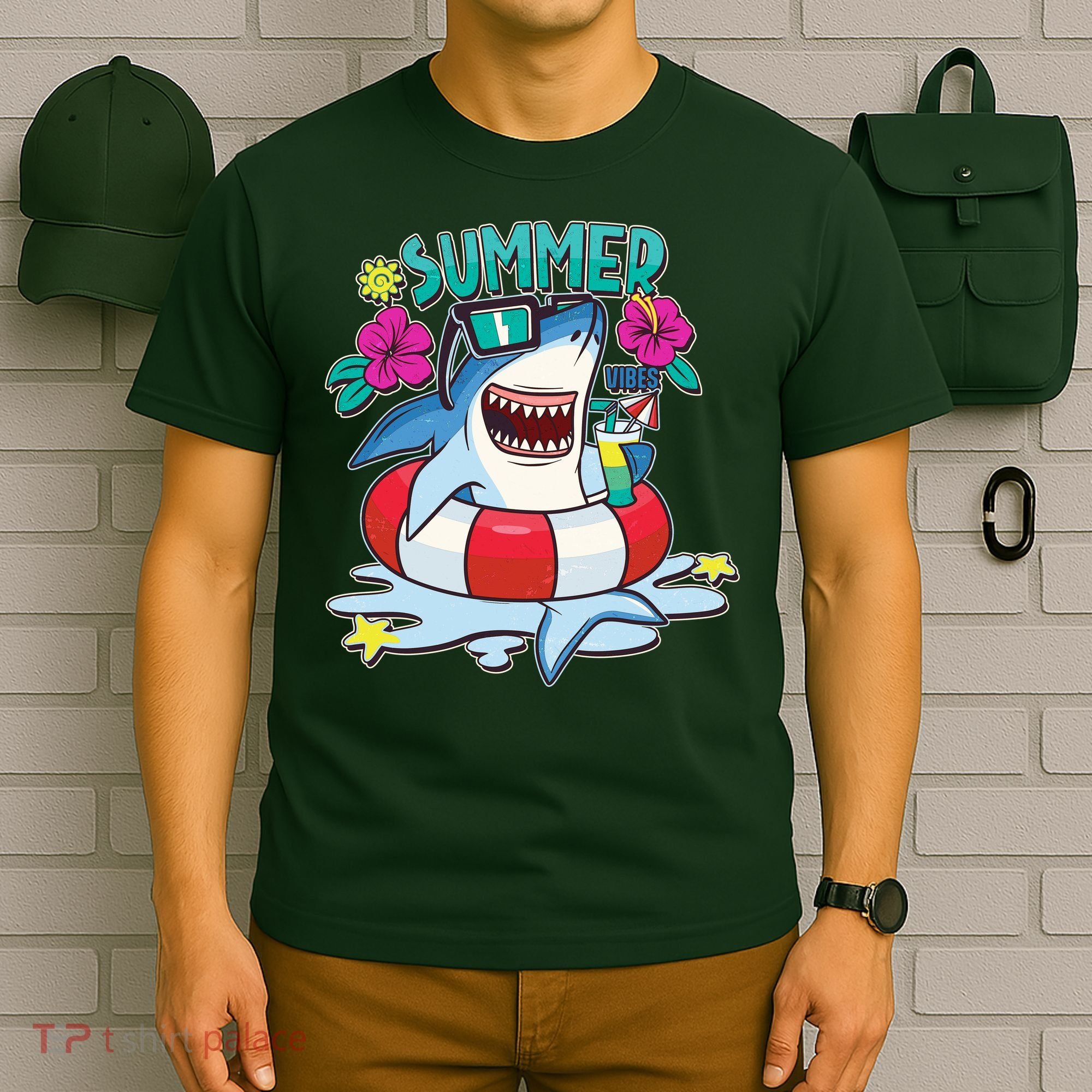 Funny Summer Vibe Vacation Shark T-Shirt