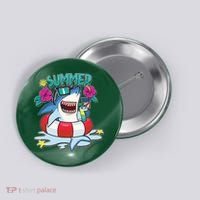 Funny Summer Vibe Vacation Shark Button thumb 0