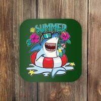 Funny Summer Vibe Vacation Shark Coaster thumb 0