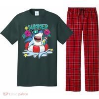 Funny Summer Vibe Vacation Shark Pajama Set thumb 0