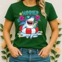 Funny Summer Vibe Vacation Shark Women's T-Shirt thumb 2