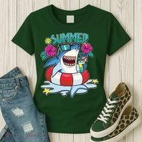 Funny Summer Vibe Vacation Shark Women's T-Shirt thumb 3