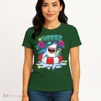 Funny Summer Vibe Vacation Shark Women's T-Shirt thumb 4