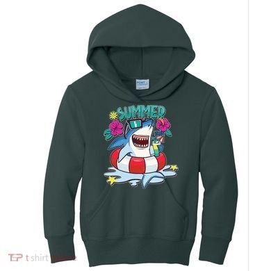 Funny Summer Vibe Vacation Shark Kids Hoodie
