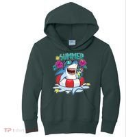 Funny Summer Vibe Vacation Shark Kids Hoodie thumb 0