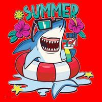 Funny Summer Vibe Vacation Shark Santa Hat thumb 1
