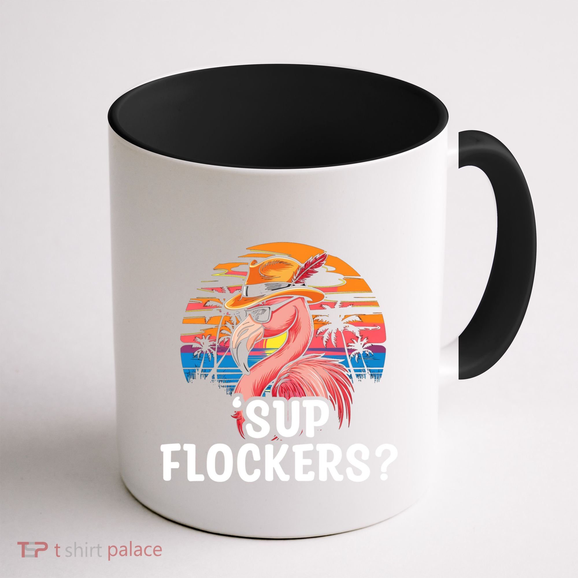 Flamingo Sunglasses Vacation Tropical Flock 70s 80s 90s Gift Coffee Mug