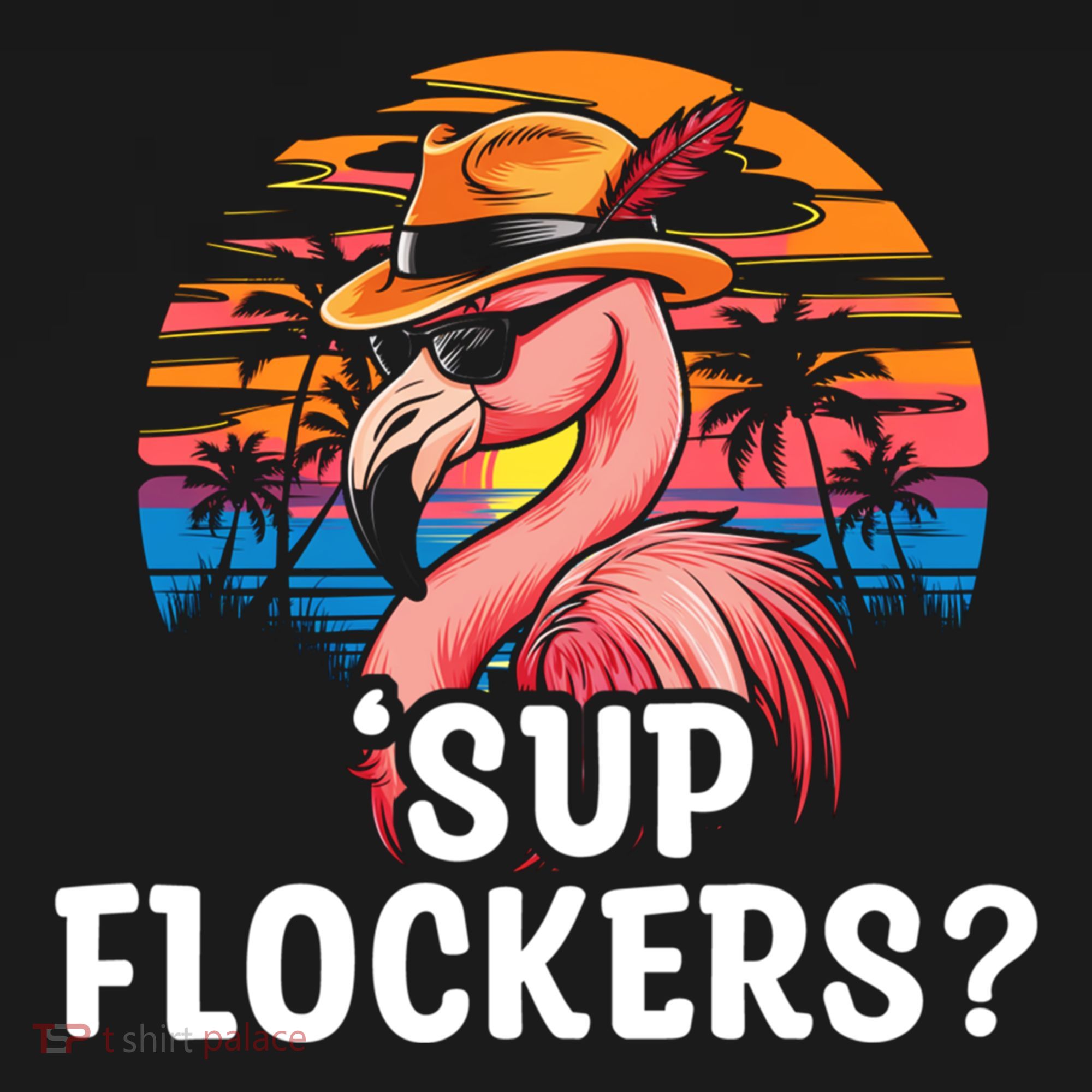 Flamingo Sunglasses Vacation Tropical Flock 70s 80s 90s Gift Ornament