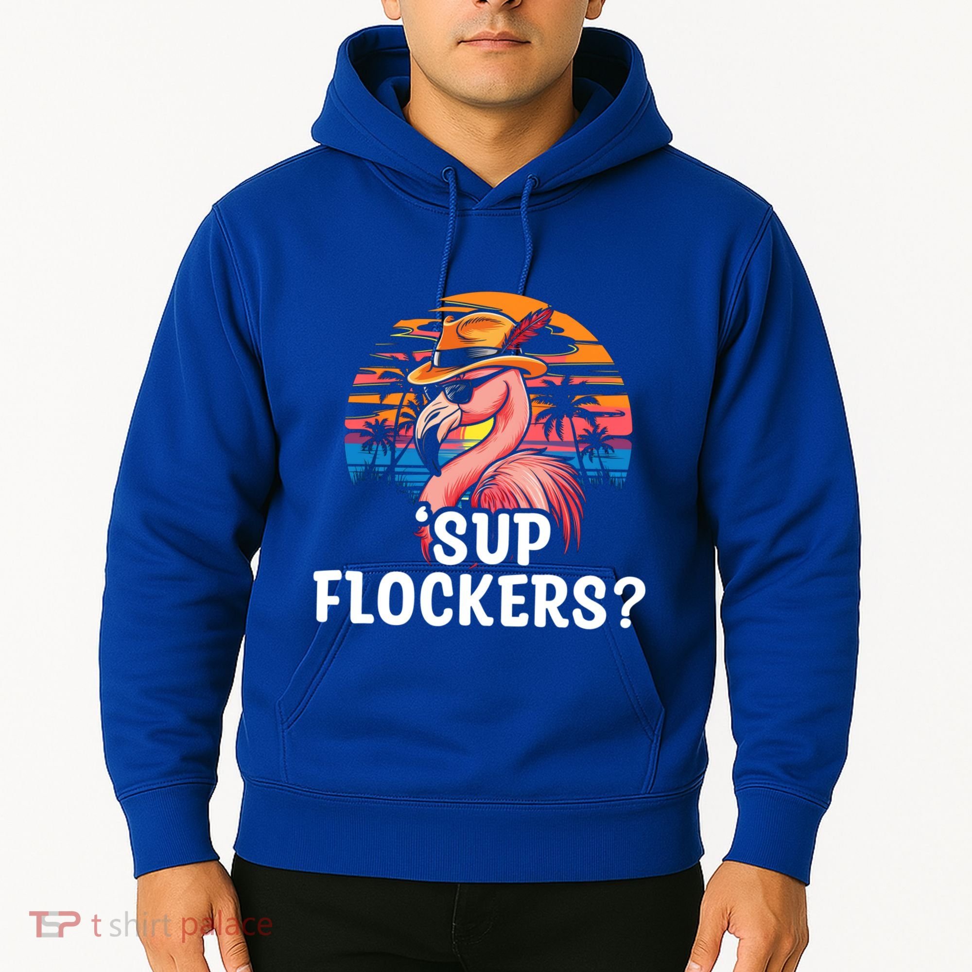 Flamingo Sunglasses Vacation Tropical Flock 70s 80s 90s Gift Hoodie