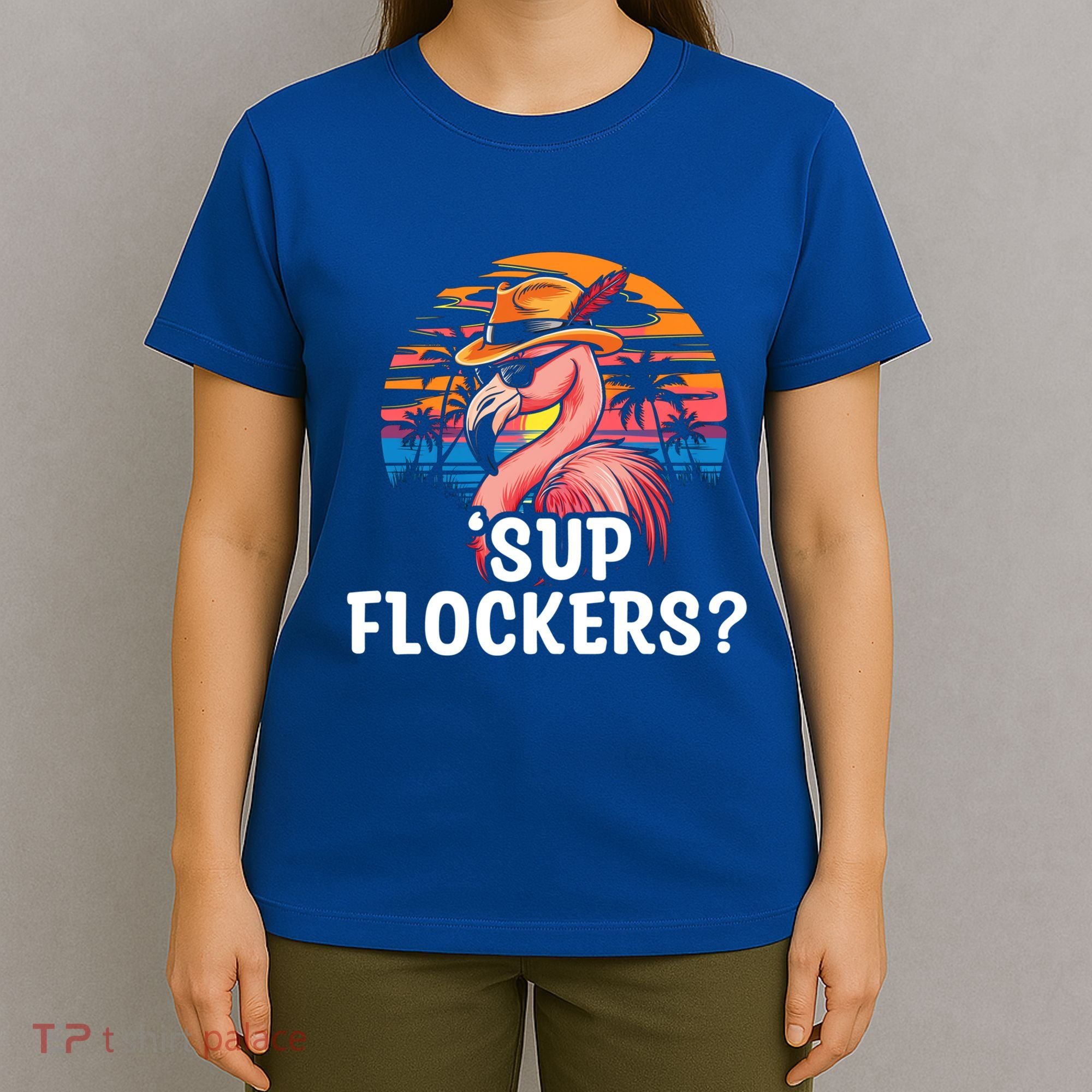 Flamingo Sunglasses Vacation Tropical Flock 70s 80s 90s Gift T-Shirt