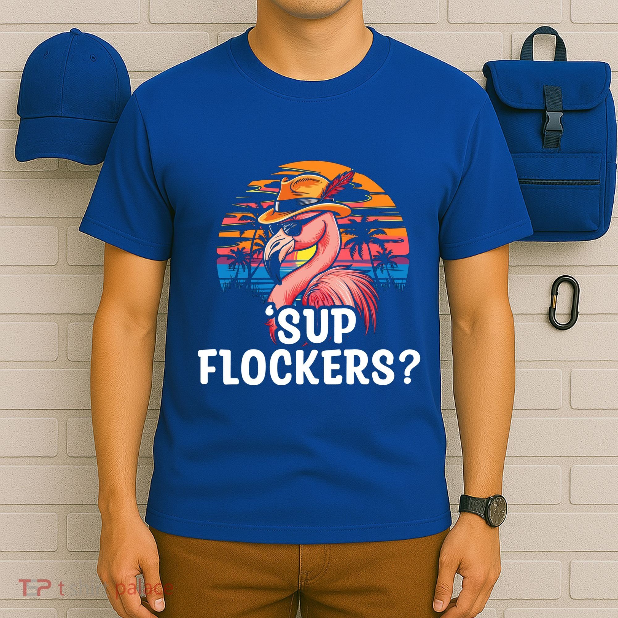 Flamingo Sunglasses Vacation Tropical Flock 70s 80s 90s Gift T-Shirt