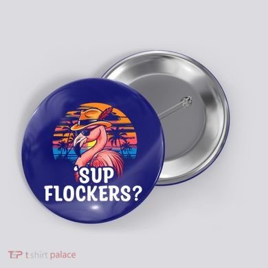 Flamingo Sunglasses Vacation Tropical Flock 70s 80s 90s Gift Button