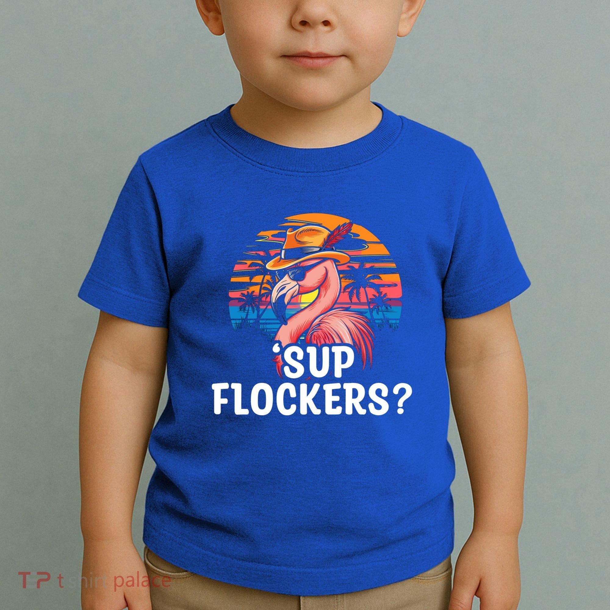 Flamingo Sunglasses Vacation Tropical Flock 70s 80s 90s Gift Toddler T-Shirt