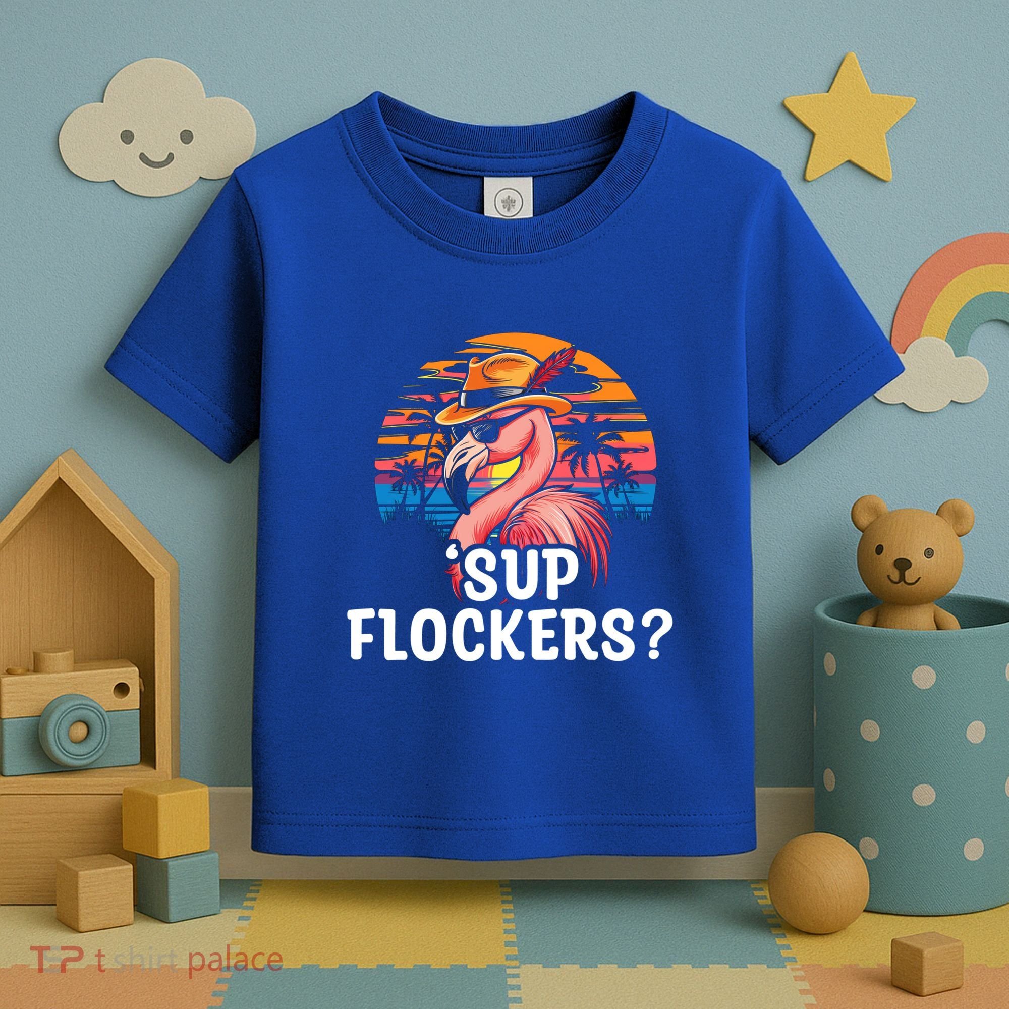 Flamingo Sunglasses Vacation Tropical Flock 70s 80s 90s Gift Toddler T-Shirt