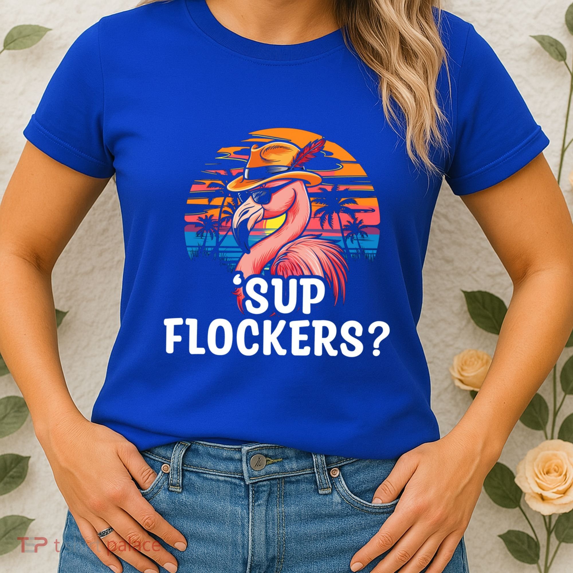Flamingo Sunglasses Vacation Tropical Flock 70s 80s 90s Gift Women's T-Shirt