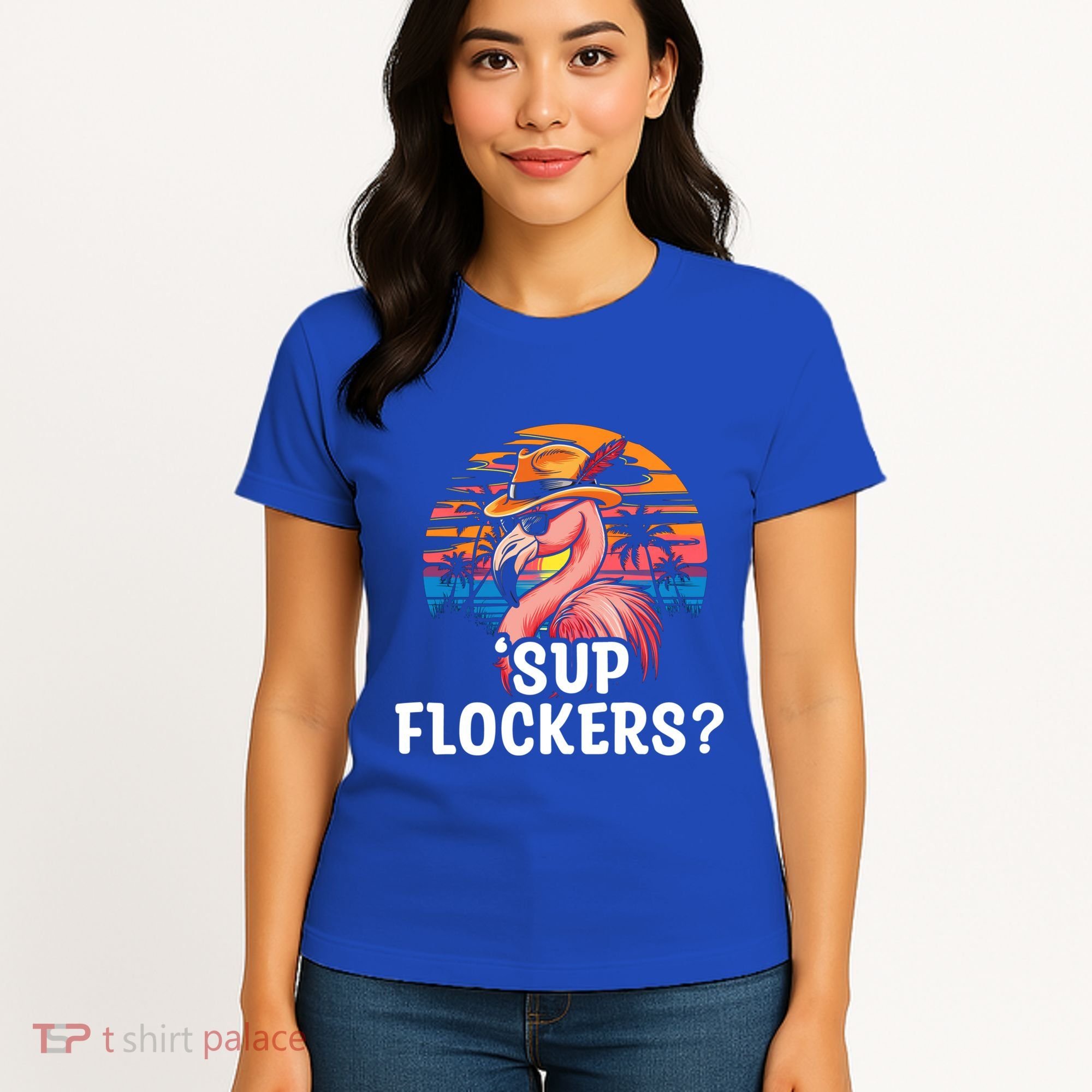 Flamingo Sunglasses Vacation Tropical Flock 70s 80s 90s Gift Women's T-Shirt