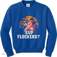 Flamingo Sunglasses Vacation Tropical Flock 70s 80s 90s Gift Kids Sweatshirt thumb 0
