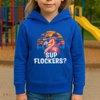 Flamingo Sunglasses Vacation Tropical Flock 70s 80s 90s Gift Kids Hoodie thumb 3