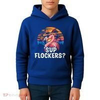 Flamingo Sunglasses Vacation Tropical Flock 70s 80s 90s Gift Kids Hoodie thumb 4