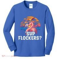 Flamingo Sunglasses Vacation Tropical Flock 70s 80s 90s Gift Kids Long Sleeve Shirt thumb 0