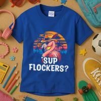 Flamingo Sunglasses Vacation Tropical Flock 70s 80s 90s Gift Kids T-Shirt thumb 3