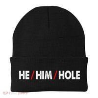 Funny Sarcastic Valentine's Day He Him Hole Beanie thumb 0