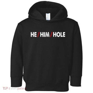 Funny Sarcastic Valentine's Day He Him Hole Toddler Hoodie