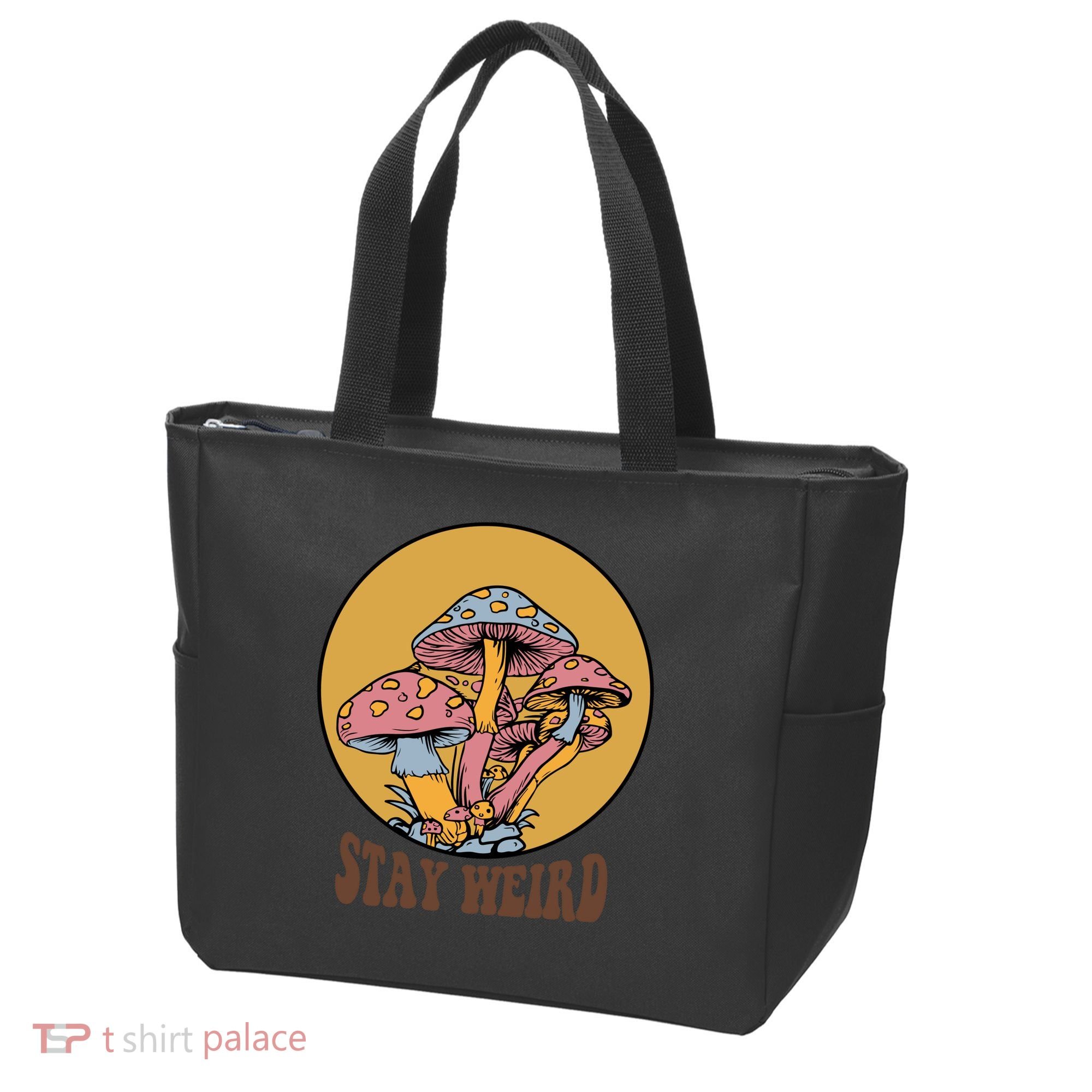Funny Stay Weird Mushroom Meme Tote Bag