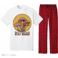 Funny Stay Weird Mushroom Meme Pajama Set thumb 0