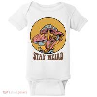 Funny Stay Weird Mushroom Meme Baby Bodysuit thumb 0