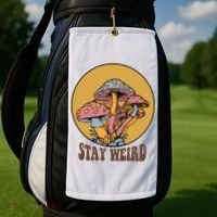 Funny Stay Weird Mushroom Meme Golf Towel thumb 2