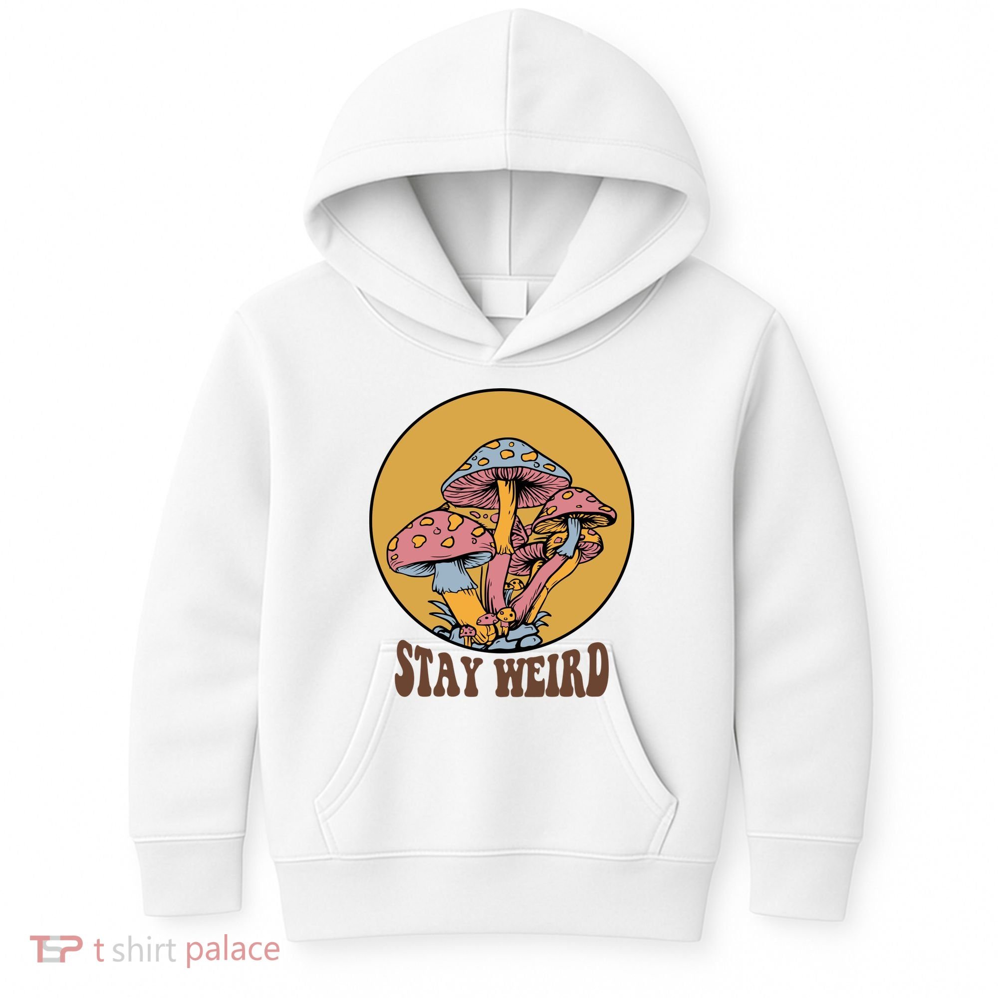 Funny Stay Weird Mushroom Meme Kids Hoodie
