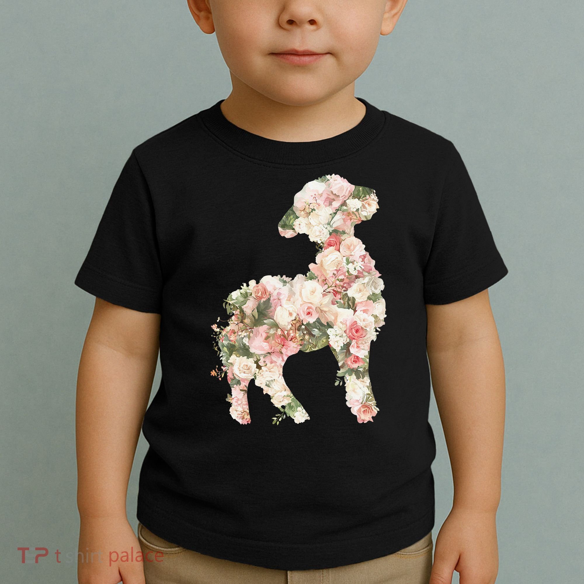 Floral Spring Women Flower Lamb Toddler T-Shirt