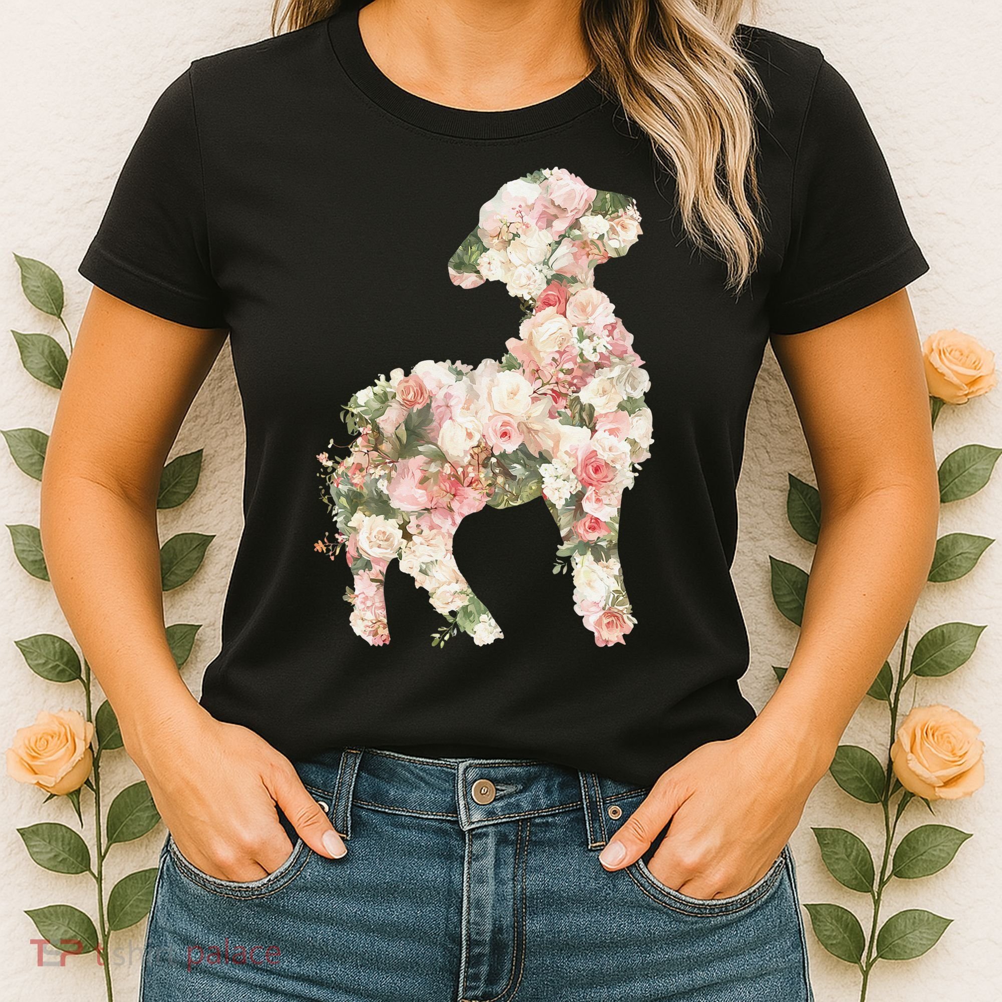Floral Spring Women Flower Lamb Women's T-Shirt