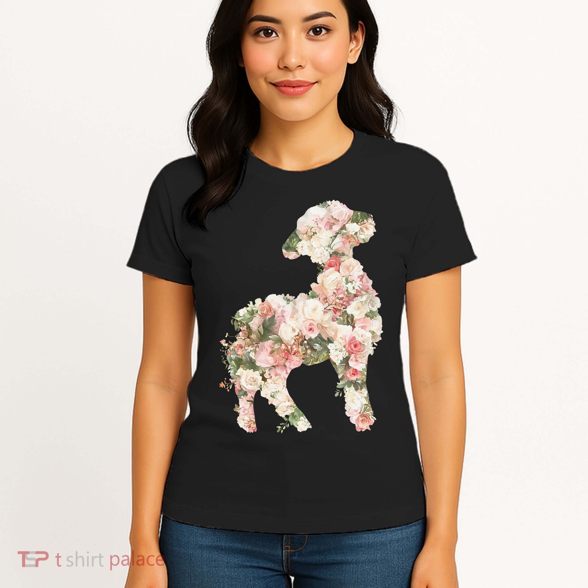 Floral Spring Women Flower Lamb Women's T-Shirt