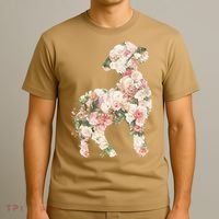 Floral Spring Women Flower Lamb T-Shirt thumb 3