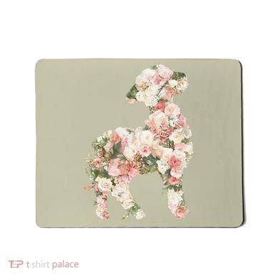 Floral Spring Women Flower Lamb Mousepad