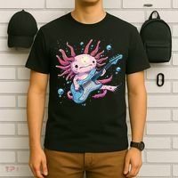 Funny Salamander With Guitar For Axolotl Costume Lovers T-Shirt thumb 6