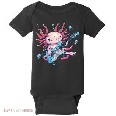 Funny Salamander With Guitar For Axolotl Costume Lovers Baby Bodysuit