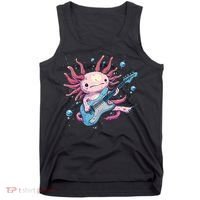 Funny Salamander With Guitar For Axolotl Costume Lovers Tank Top thumb 0