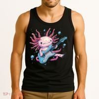 Funny Salamander With Guitar For Axolotl Costume Lovers Tank Top thumb 3