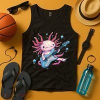 Funny Salamander With Guitar For Axolotl Costume Lovers Tank Top thumb 4