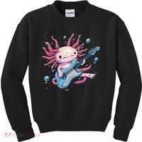 Funny Salamander With Guitar For Axolotl Costume Lovers Kids Sweatshirt thumb 0