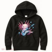 Funny Salamander With Guitar For Axolotl Costume Lovers Kids Hoodie thumb 0