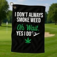 Funny Smoke Weed Marijuana Stoner Golf Towel thumb 1